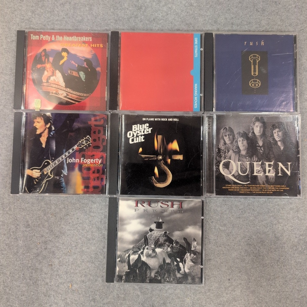 Classic Rock CD Lot 7 Tom Petty Rush Queen Dire Straits Blue Oyster Cult Fogerty